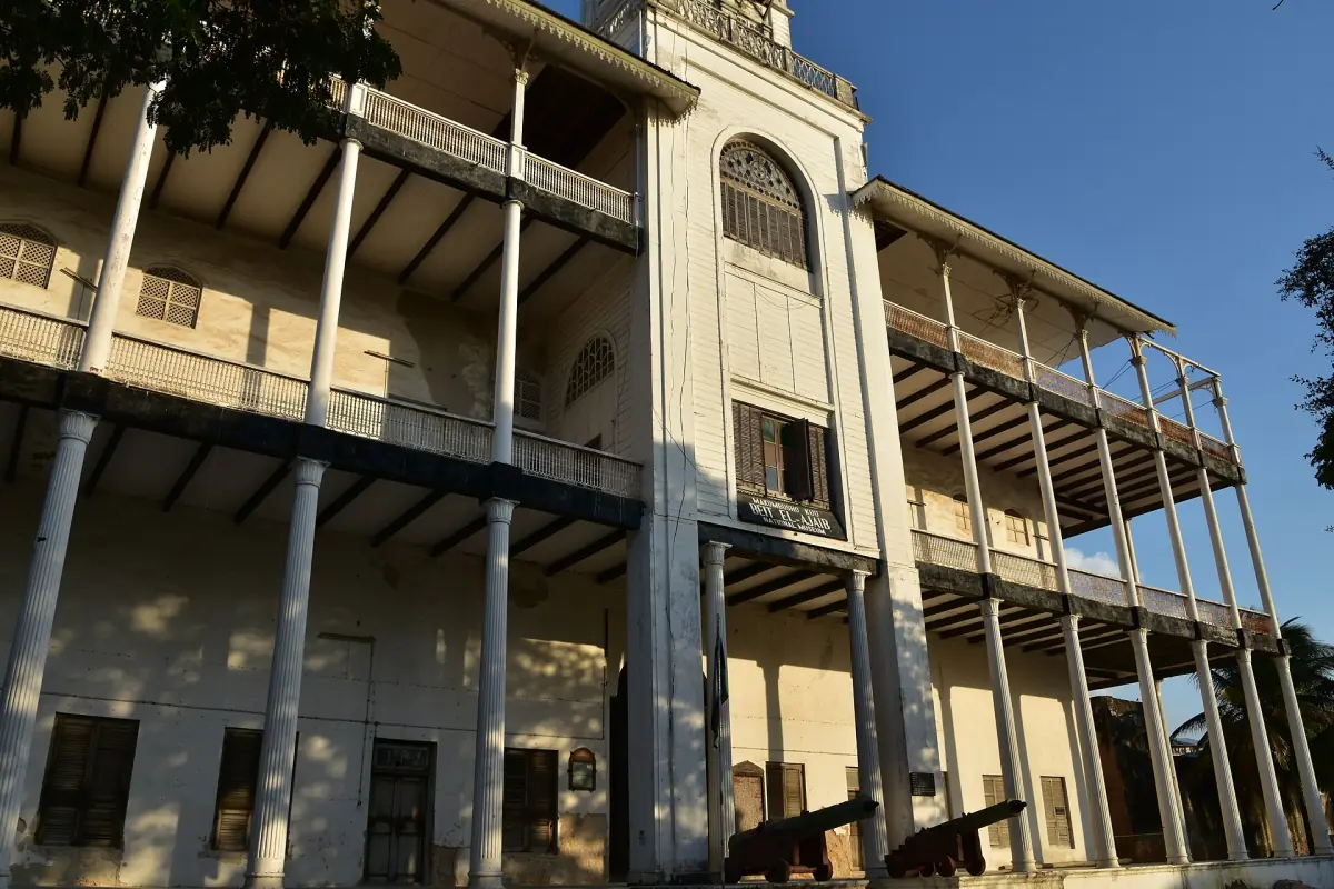 Colonnaded facade of the House of Wonders, a former sultan's ceremonial palace