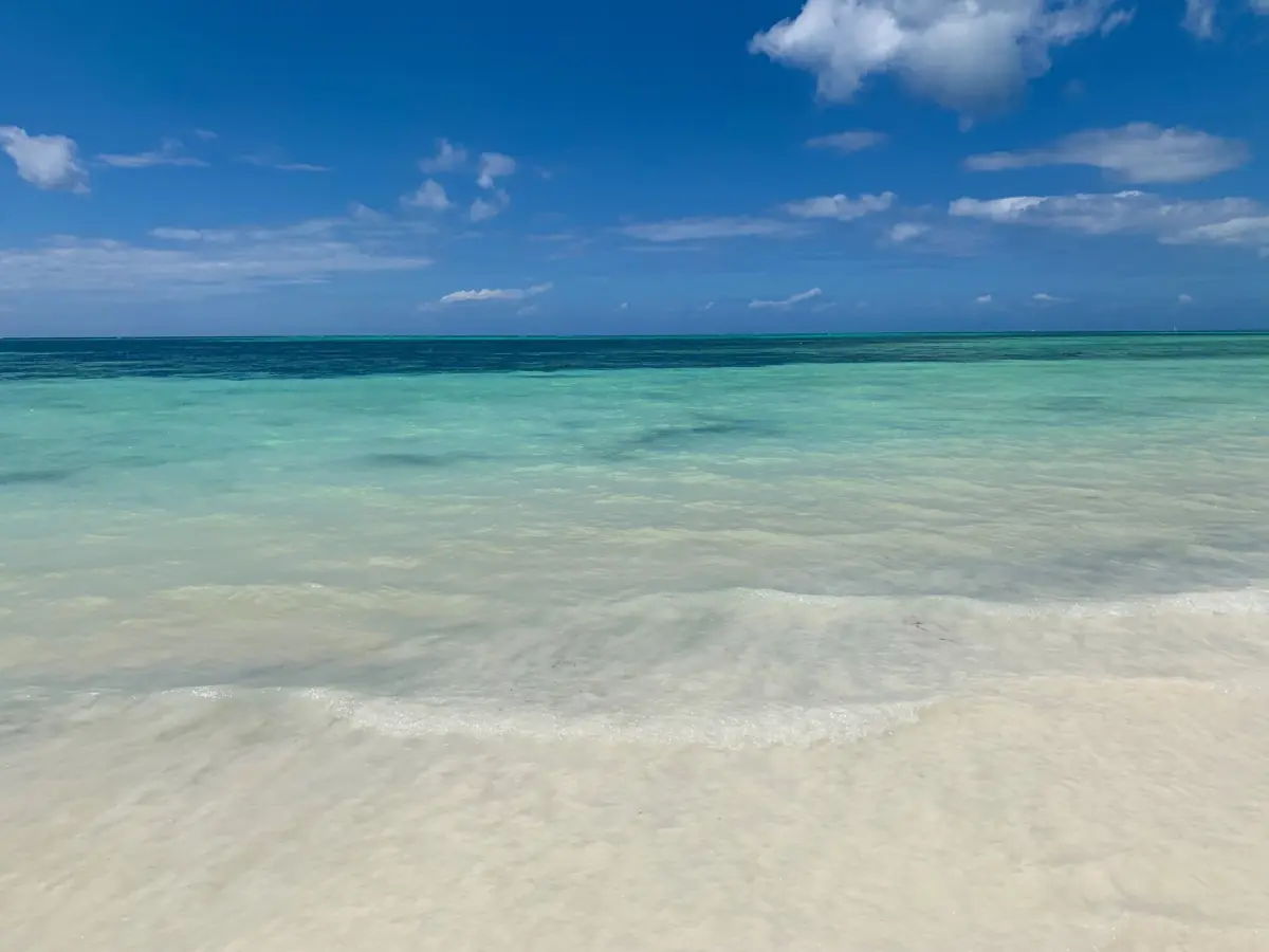 Clear shallow water and white sand at Kiwengwa on the east coast