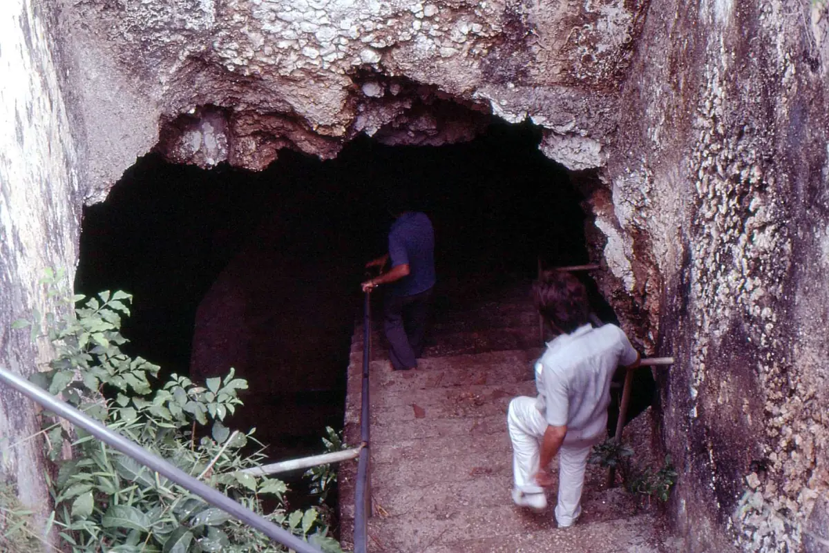 Entrance of the coral cave at Mangapwani used to hold captives in the 1800s